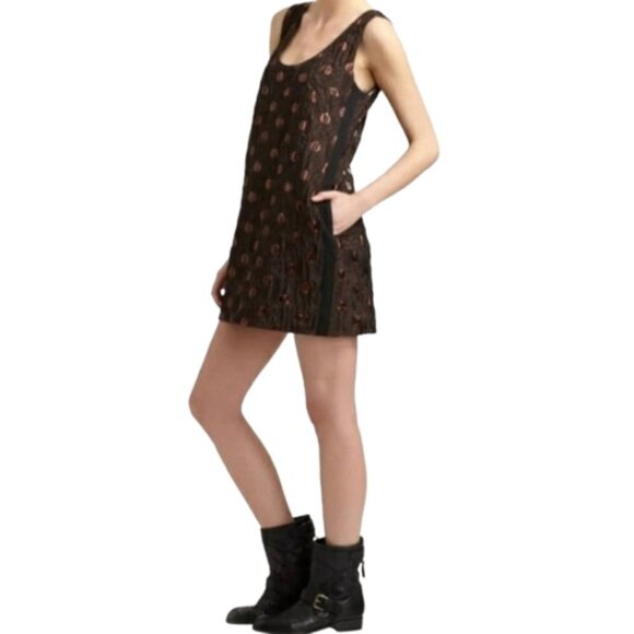 Marc by Marc Jacobs Polkadot A-Line Dress Shimmery Polka Dot Crinkle Fabric Sz 4 - Picture 1 of 14